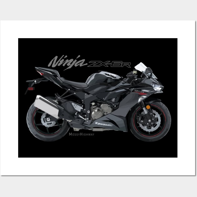 Kawasaki Ninja ZX-6R 20 black, sl Wall Art by MessyHighway